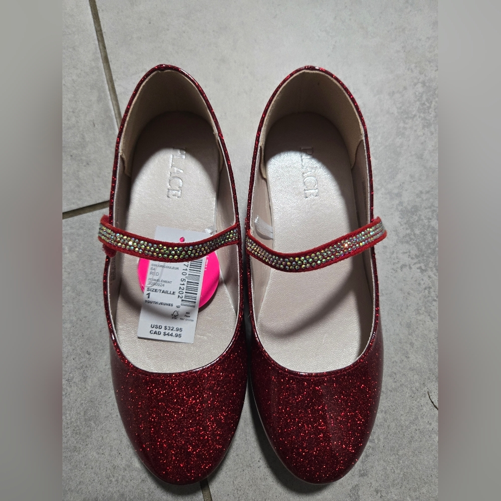 The Children's Place Red Glitter Dress Shoes
